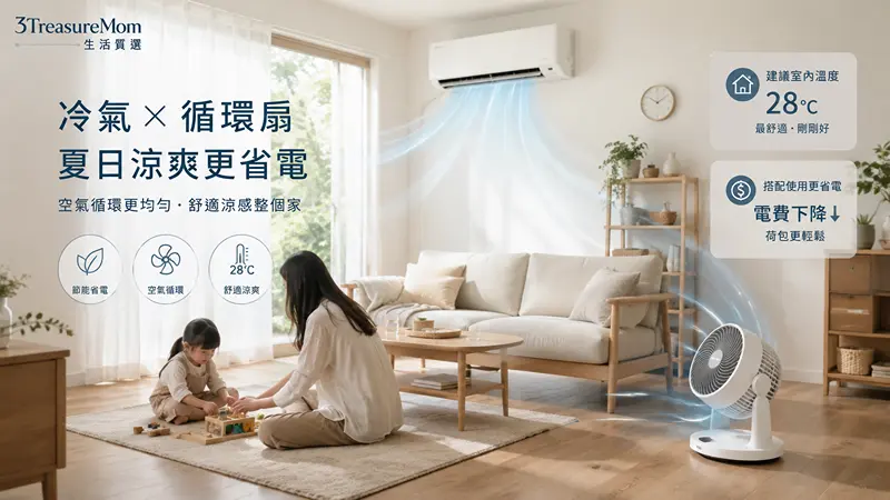 冷氣搭配循環扇的台灣家庭生活情境