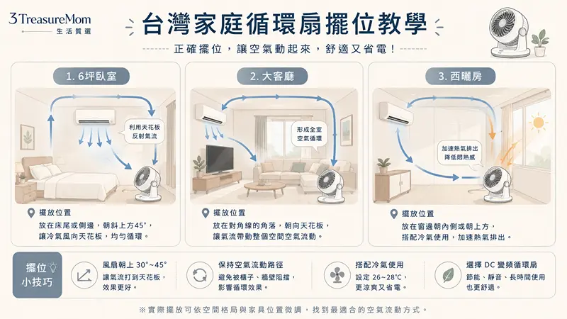 循環扇與冷氣擺位教學圖