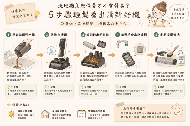 洗地機日常清潔與防臭流程整理