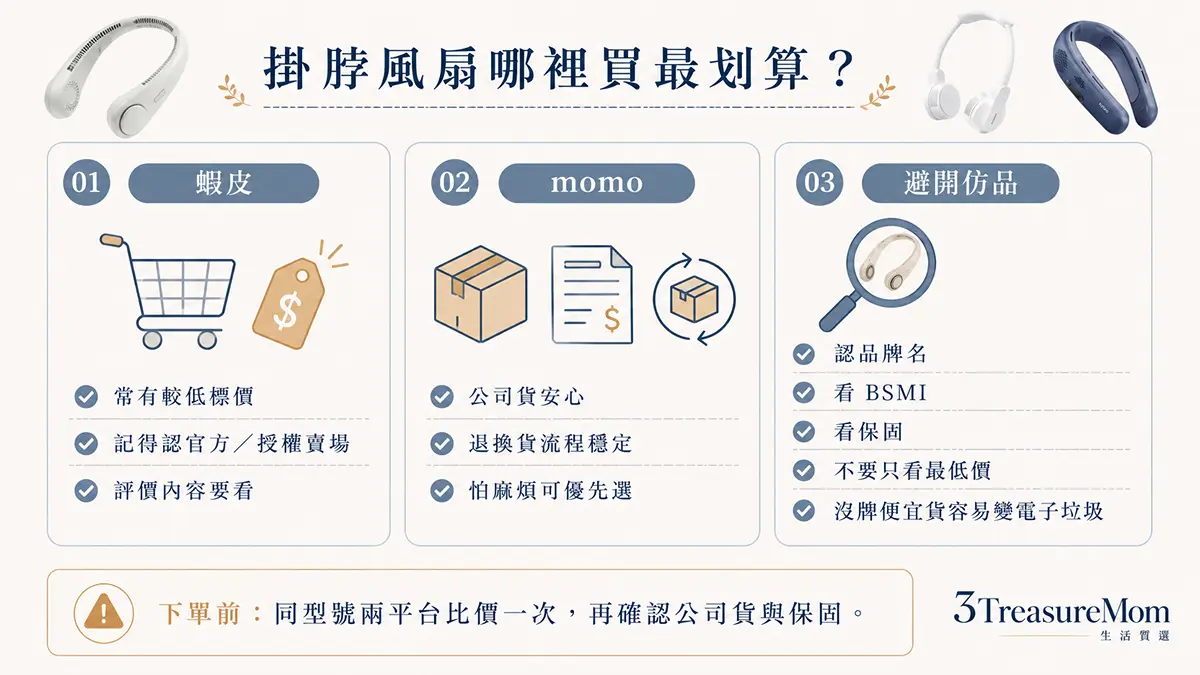 掛脖風扇蝦皮momo比價與正品辨別教學圖