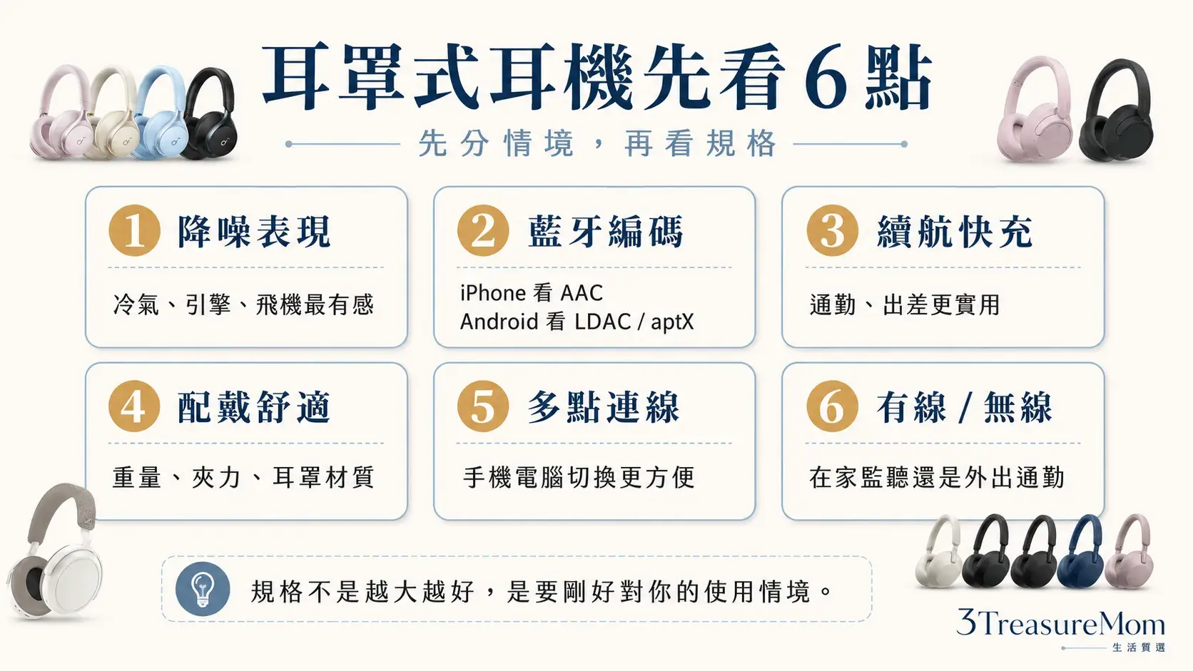 耳罩式耳機怎麼選 6大選購重點 降噪編碼續航舒適度多點連線有線無線
