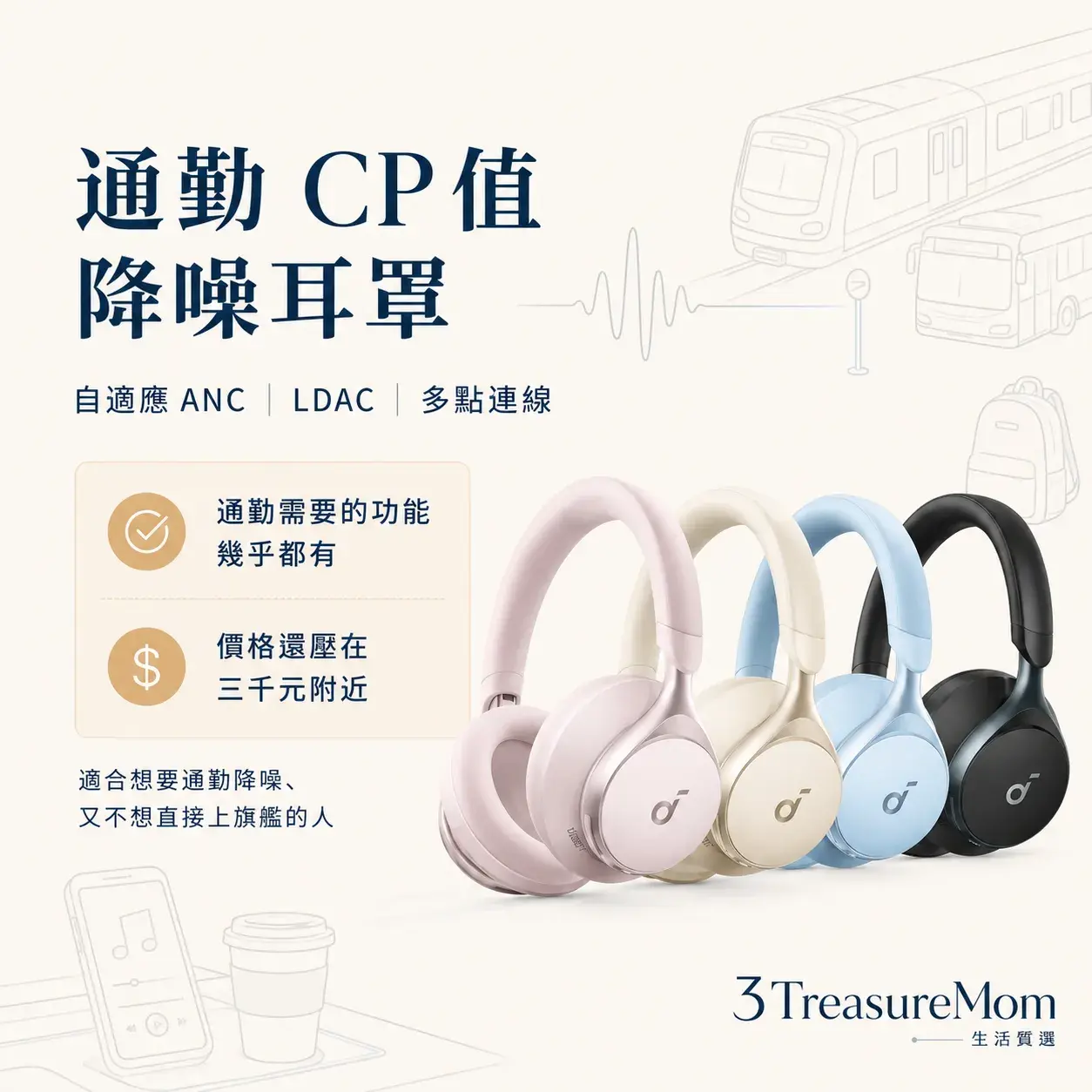 soundcore Space One通勤CP值降噪耳罩 自適應ANC與LDAC耳機推薦