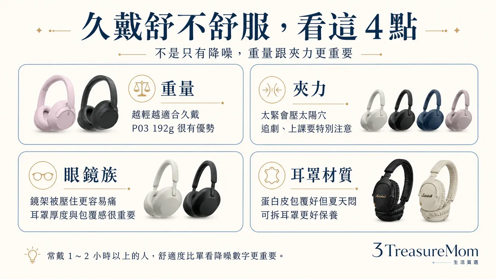 耳罩式耳機久戴舒適度怎麼挑 重量夾力眼鏡族耳罩材質比較