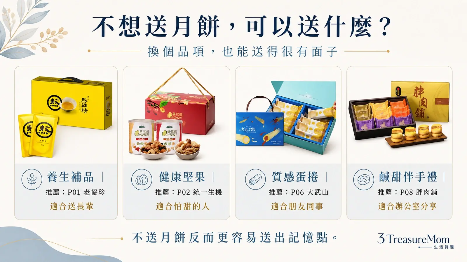 中秋不想送月餅可以送什麼 堅果雞精蛋捲肉鬆餅替代禮盒推薦圖
