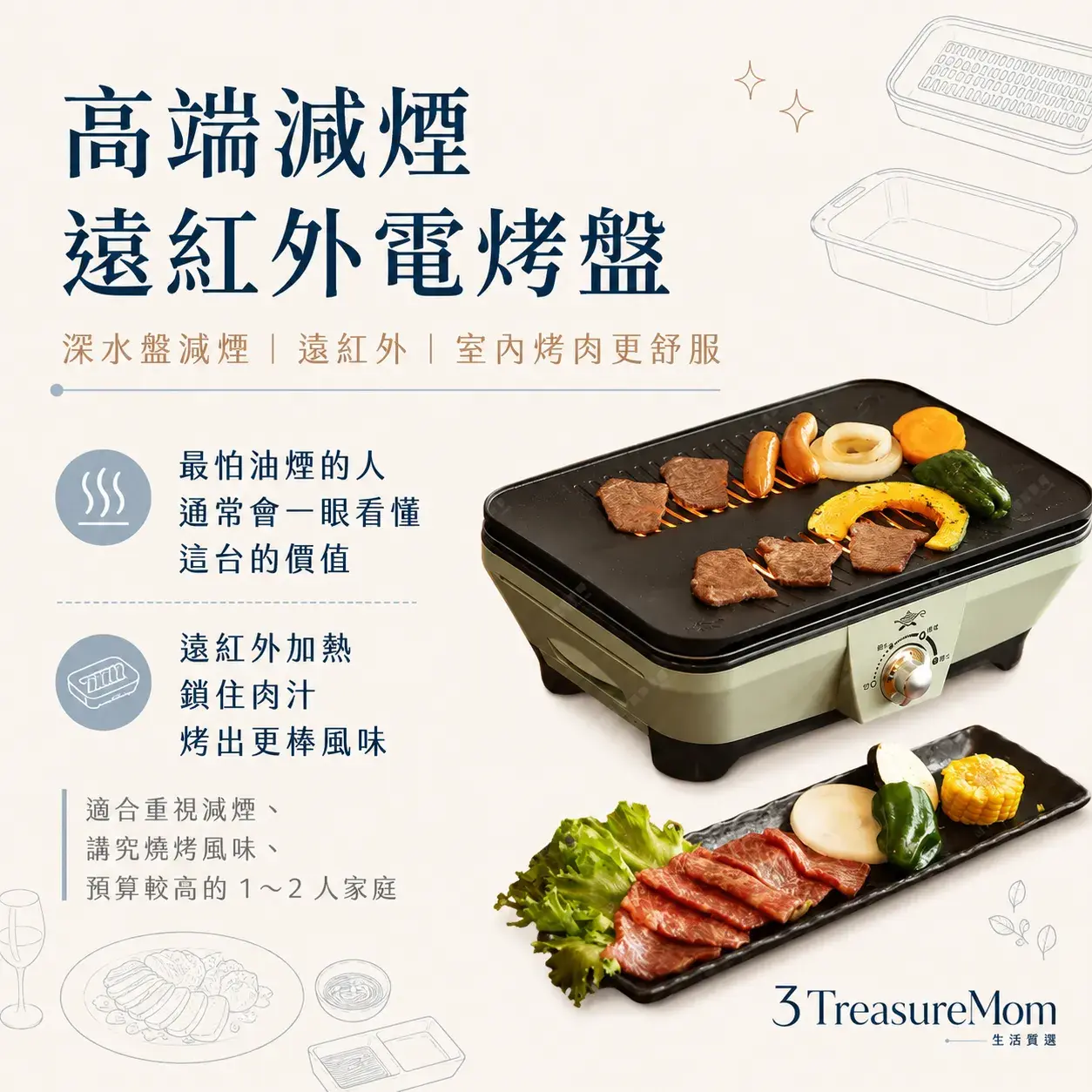 千石阿拉丁CAG-MG7T高端減煙遠紅外電烤盤 室內烤肉怕油煙推薦