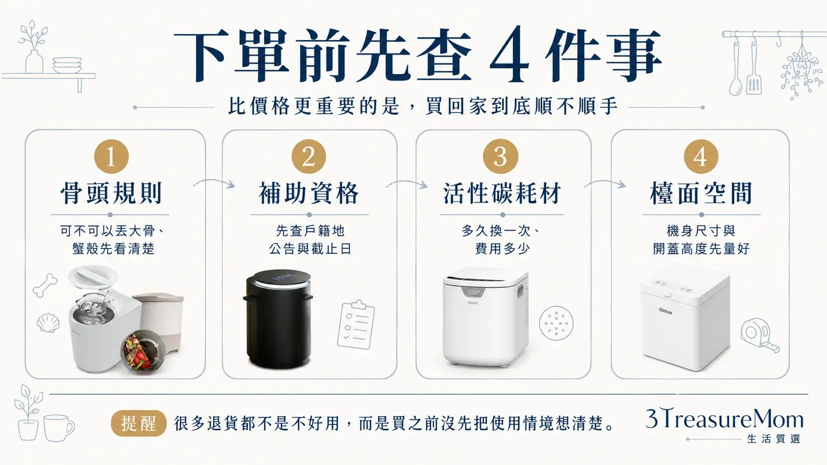 廚餘機下單前先查4件事 型號補助耗材更換與骨頭規則確認