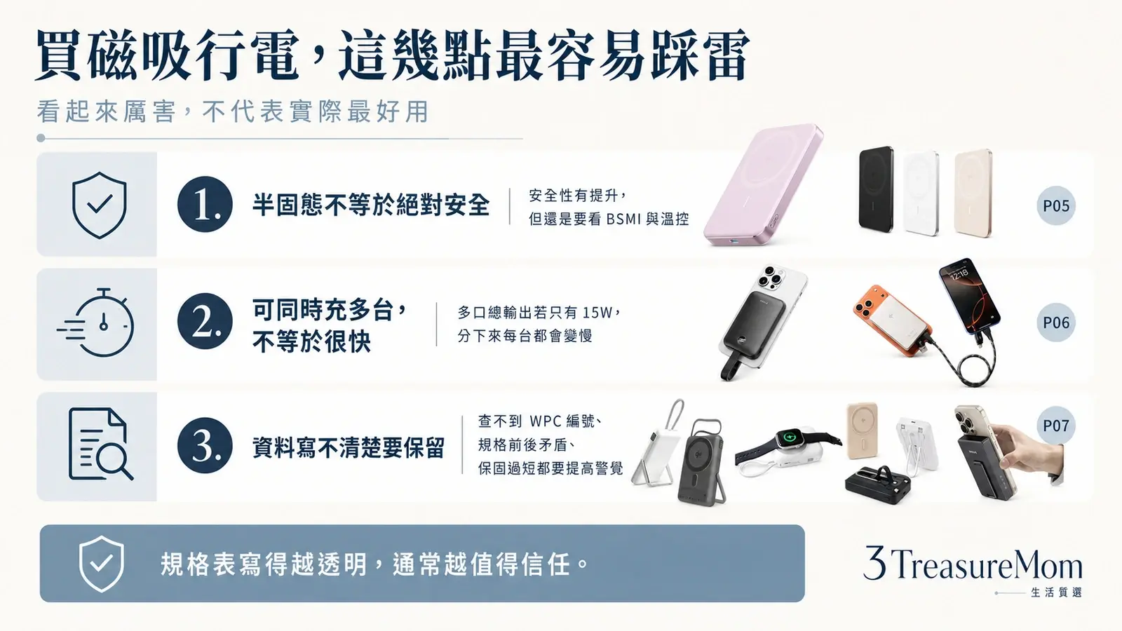 磁吸行動電源避雷重點 半固態不是萬能 多口同充不等於快充 資料寫不清要小心