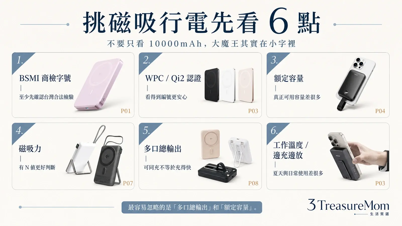 磁吸行動電源推薦怎麼挑 6大重點包含BSMI認證額定容量磁力多口總輸出與工作溫度