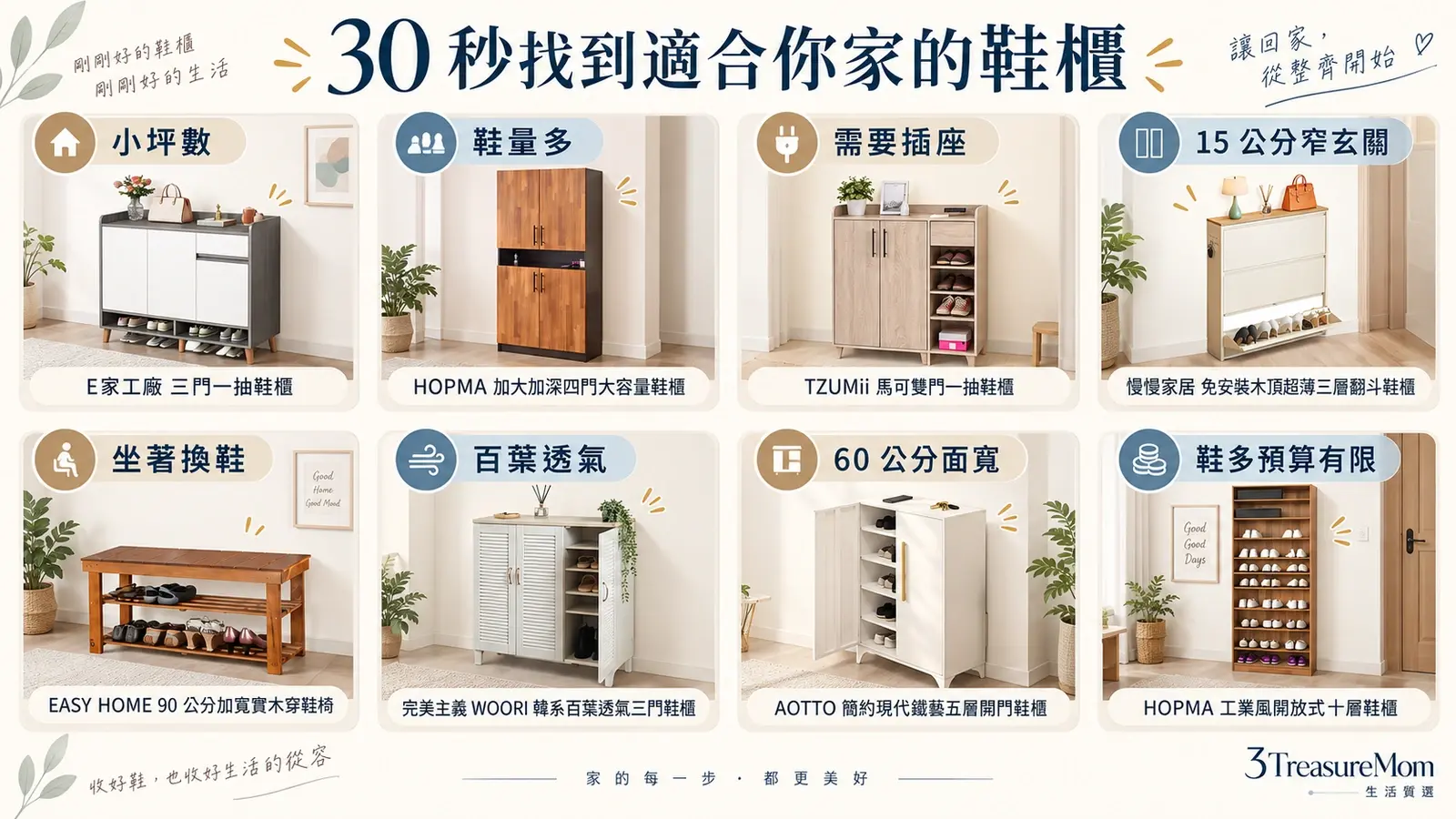 鞋櫃推薦30秒快選圖依小坪數鞋量多附插座窄玄關穿鞋椅百葉透氣窄面寬與預算選8款鞋櫃