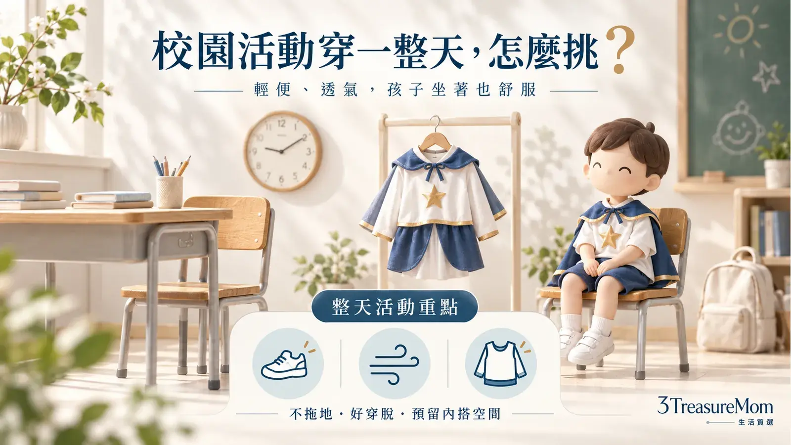 校園活動穿一整天，兒童萬聖節服裝怎麼挑不悶熱不卡手插畫