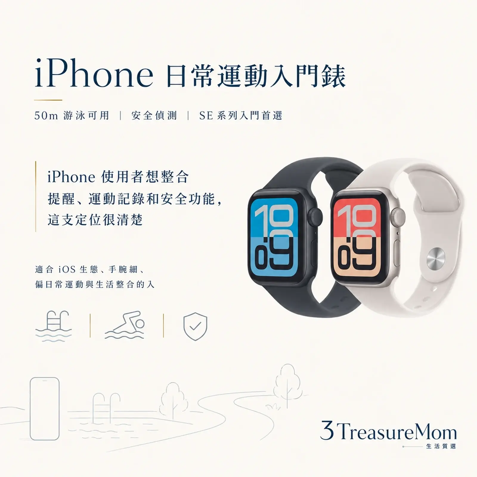 Apple Watch SE3 iPhone日常運動手錶廣告圖