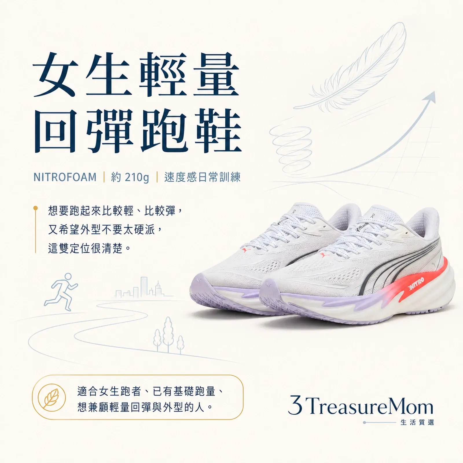 Puma Velocity NITRO 5 Wns慢跑鞋 女生輕量回彈慢跑鞋推薦單品圖