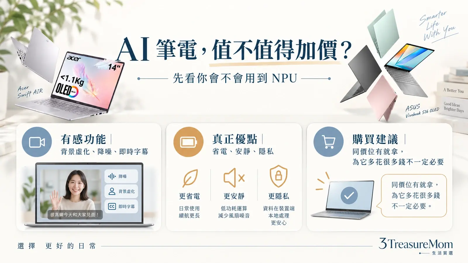 AI筆電NPU值得加價嗎 視訊降噪字幕省電與實際用途整理圖