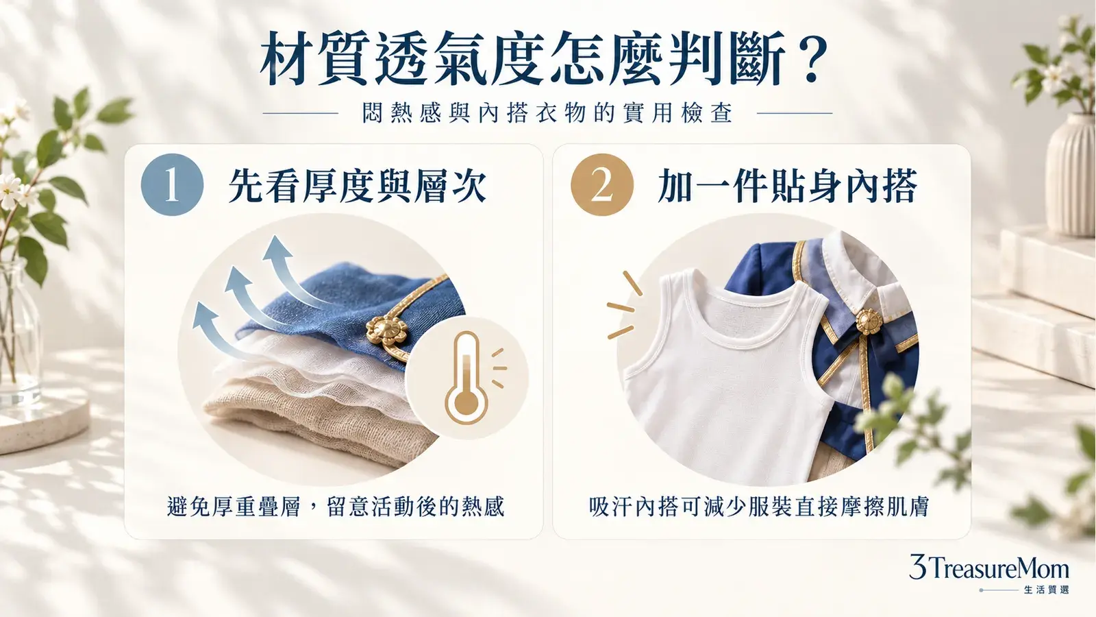 兒童萬聖節服裝材質透氣度怎麼判斷，悶熱與內搭衣示意插畫