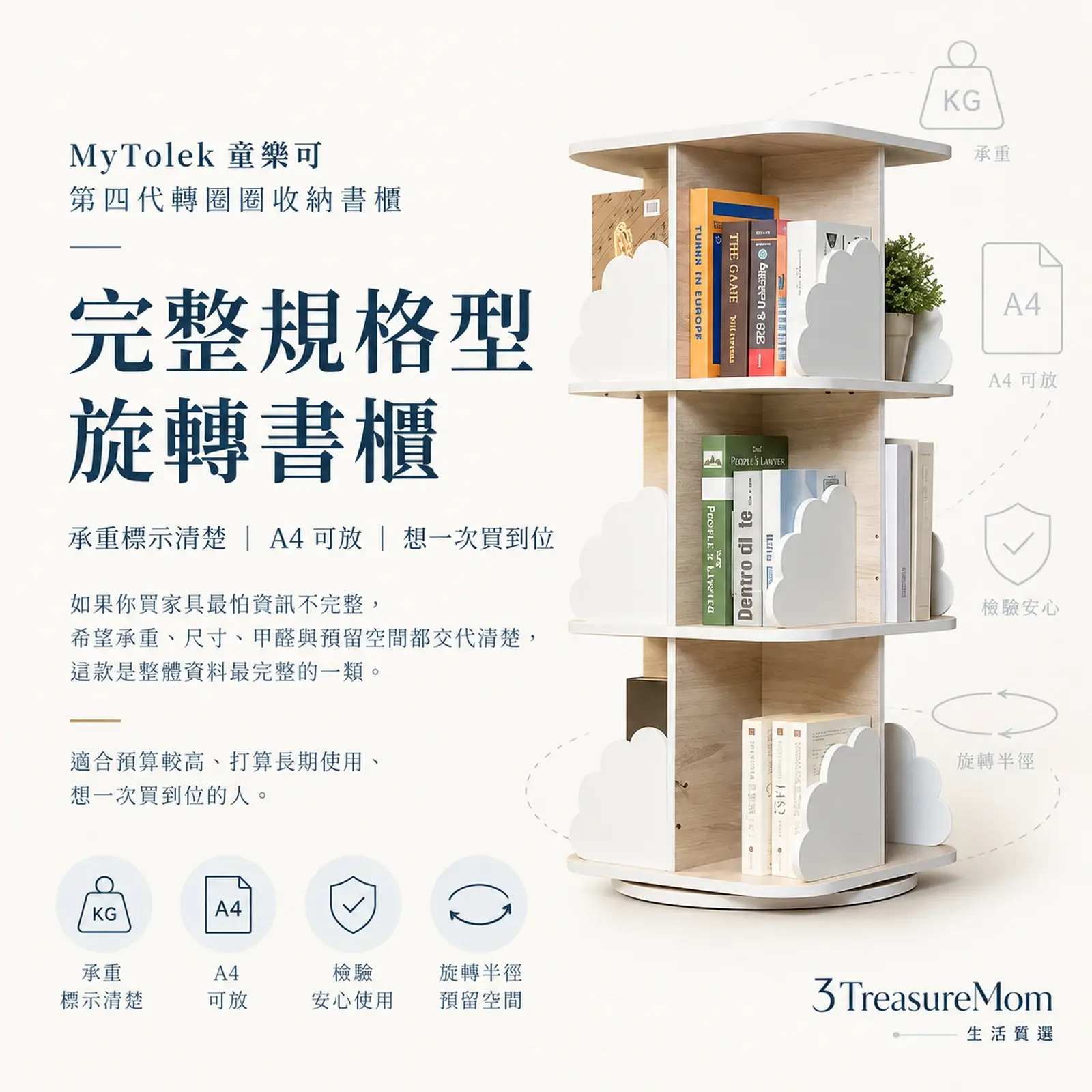 MyTolek第四代轉圈圈收納書櫃極簡產品廣告圖