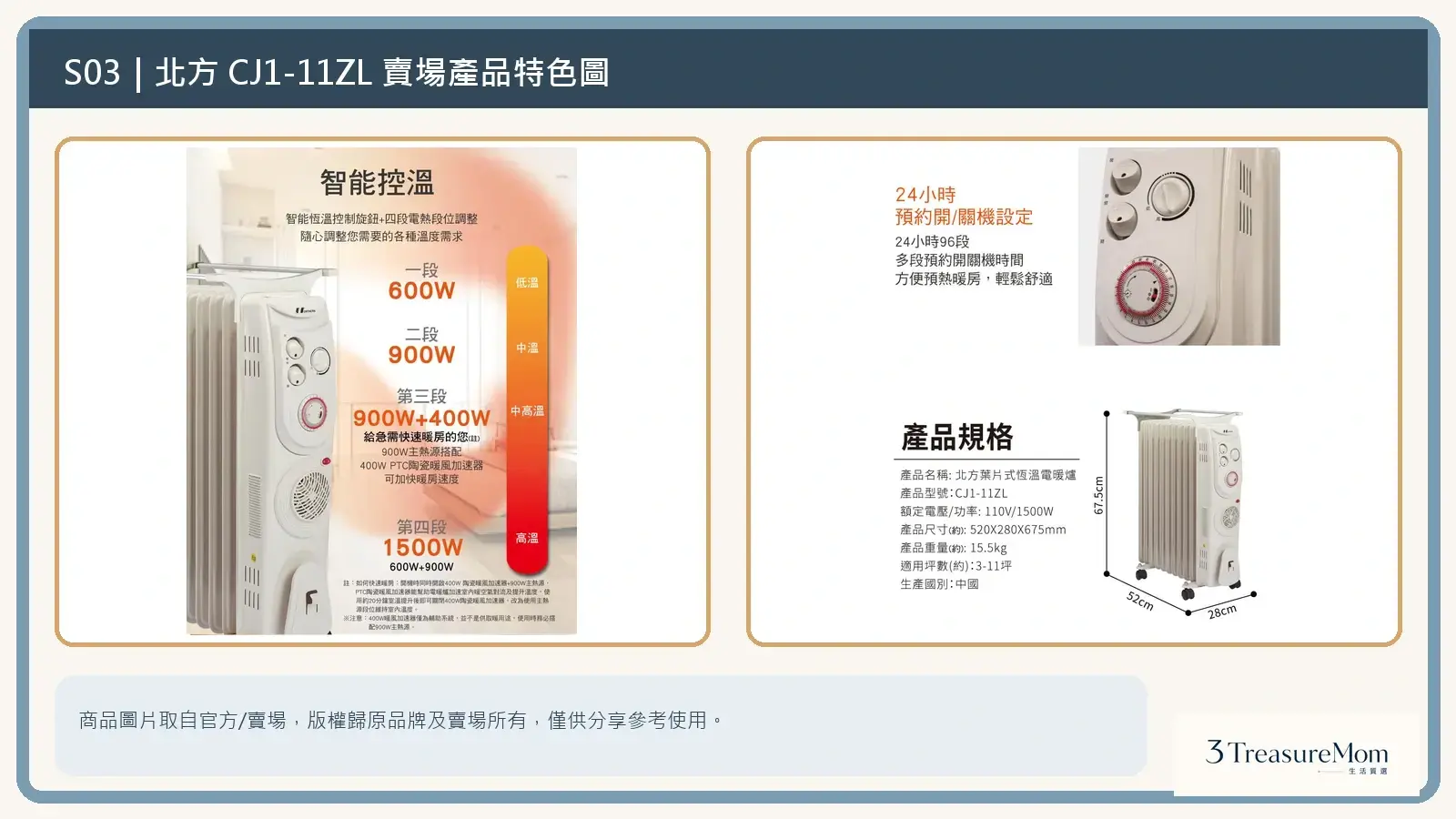 北方 CJ1-11ZL 賣場產品特色與規格拼貼圖